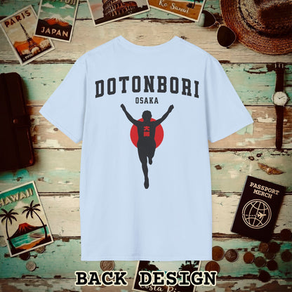 Signs of Wanderlust, Dotonbori, Osaka, Japan, Back Print T-Shirt Light Blue / S