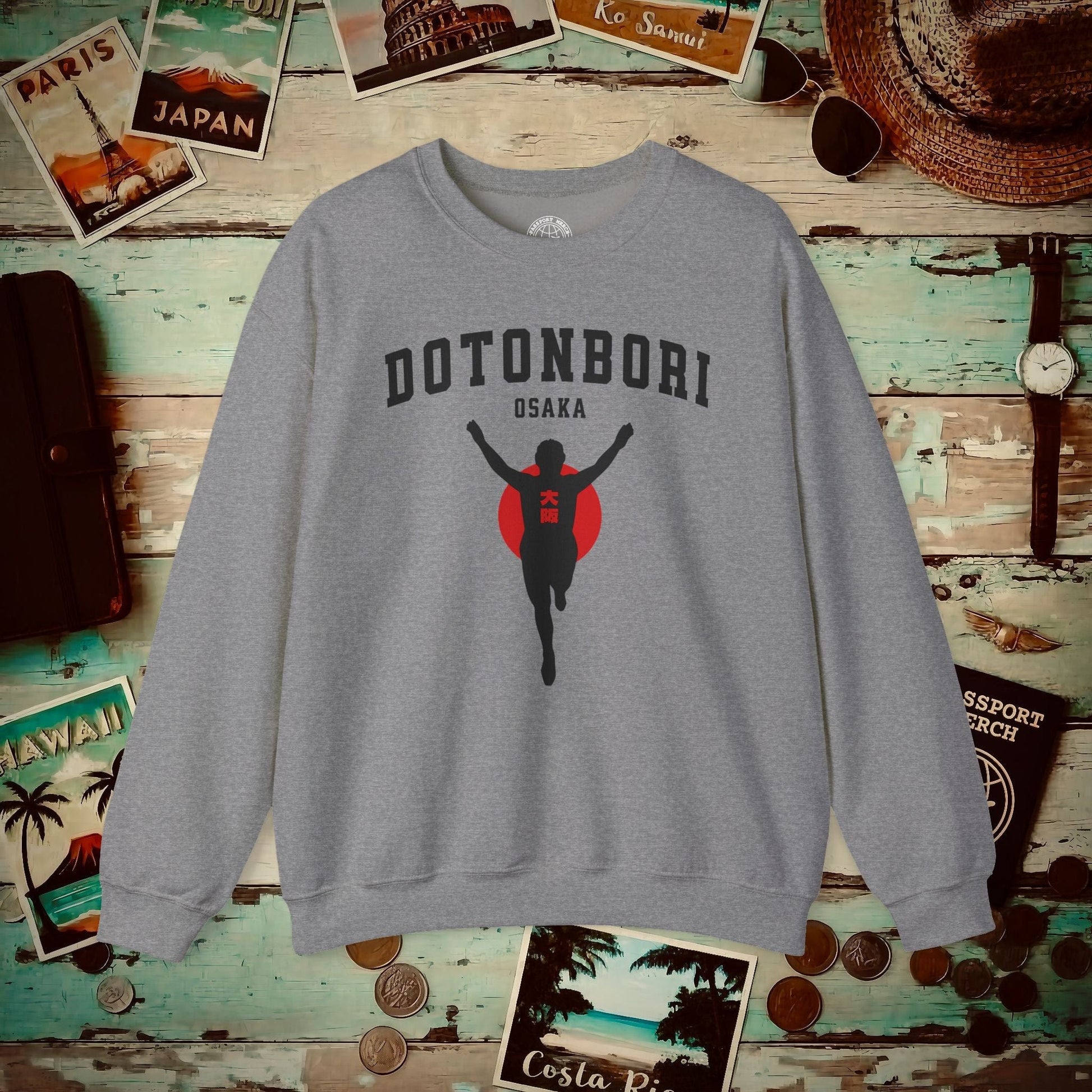 Signs of Wanderlust, Dotonbori, Osaka, Japan HND Crewneck Graphite Heather / S