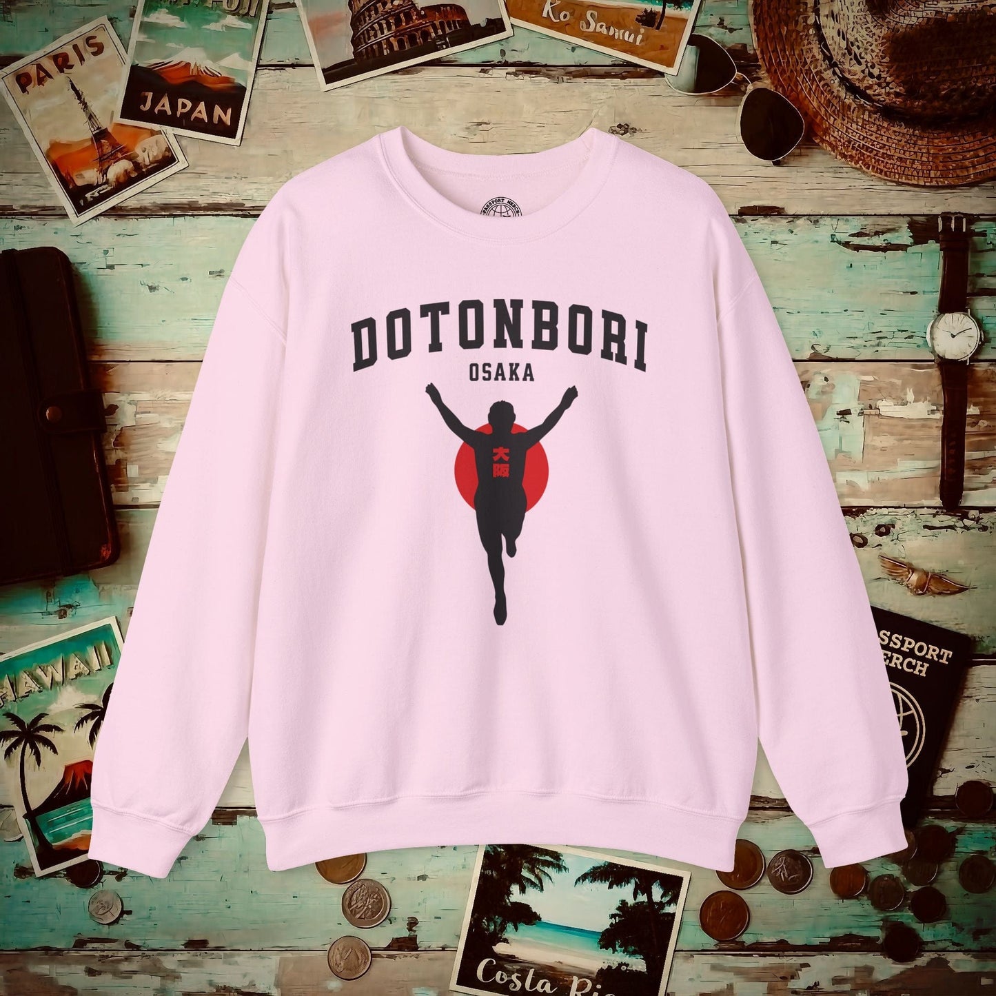 Signs of Wanderlust, Dotonbori, Osaka, Japan HND Crewneck Light Pink / S