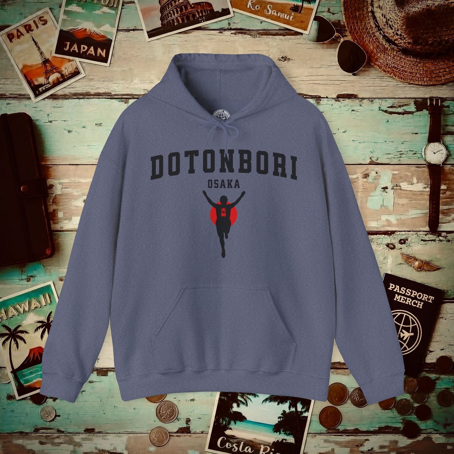 Signs of Wanderlust, Dotonbori, Osaka, Japan Hoodie Heather Navy / S