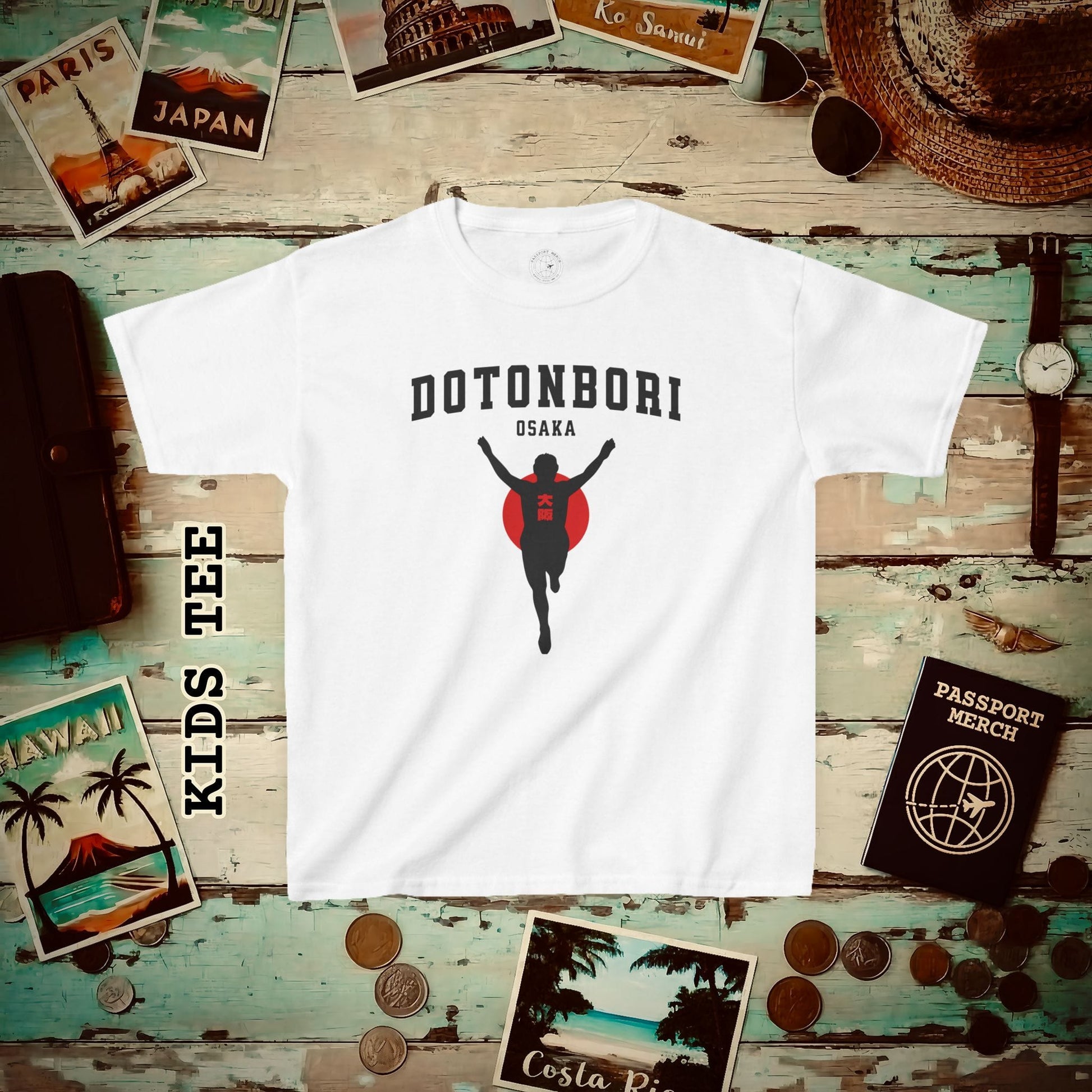 Signs of Wanderlust, Dotonbori, Osaka, Japan Kids Tee White / XS