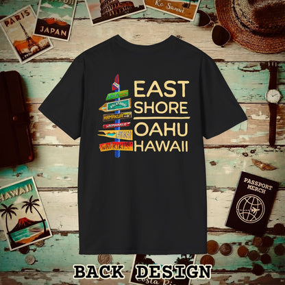 Signs of Wanderlust, East Shore, Oahu, Hawaii, Back Print T-Shirt Black / S