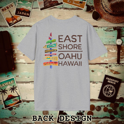 Signs of Wanderlust, East Shore, Oahu, Hawaii, Back Print T-Shirt Sport Grey / S