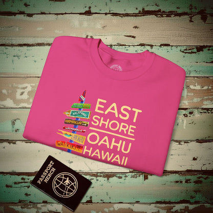 Signs of Wanderlust, East Shore, Oahu, Hawaii Crewneck Heliconia / S