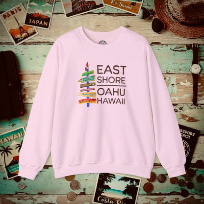 Signs of Wanderlust, East Shore, Oahu, Hawaii Crewneck Light Pink / S