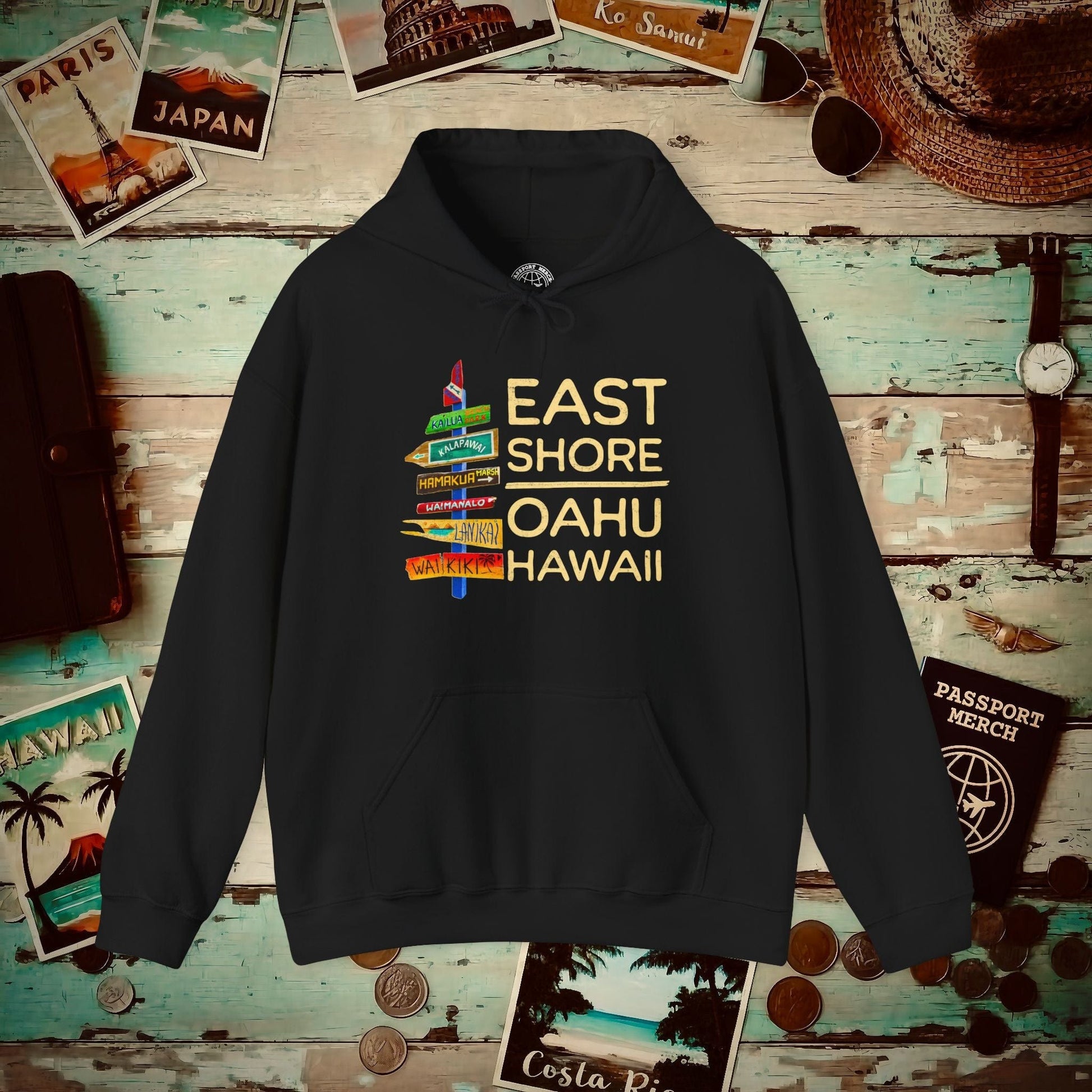 Signs of Wanderlust, East Shore, Oahu, Hawaii Hoodie Black / S