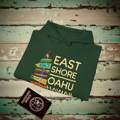 Signs of Wanderlust, East Shore, Oahu, Hawaii Hoodie Forest Green / S