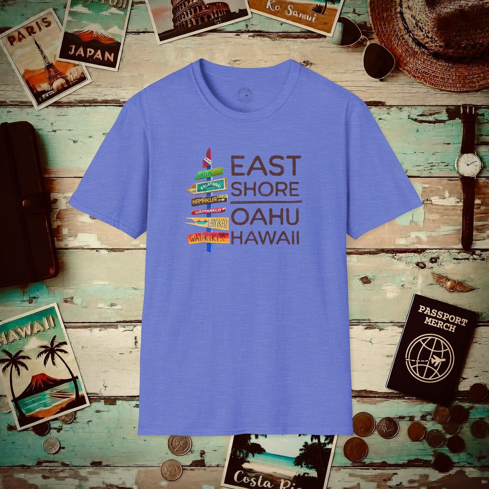 Signs of Wanderlust, East Shore, Oahu, Hawaii T-Shirt Heather Royal / S