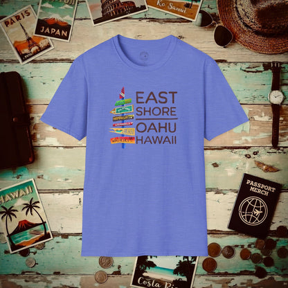 Signs of Wanderlust, East Shore, Oahu, Hawaii T-Shirt Heather Royal / S