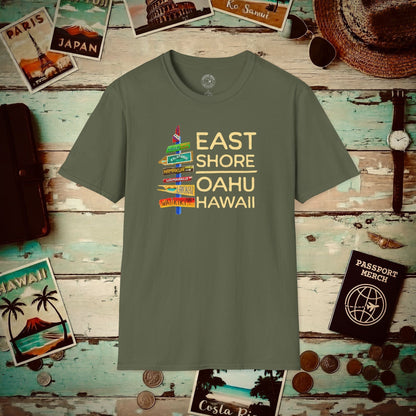 Signs of Wanderlust, East Shore, Oahu, Hawaii T-Shirt Military Green / S