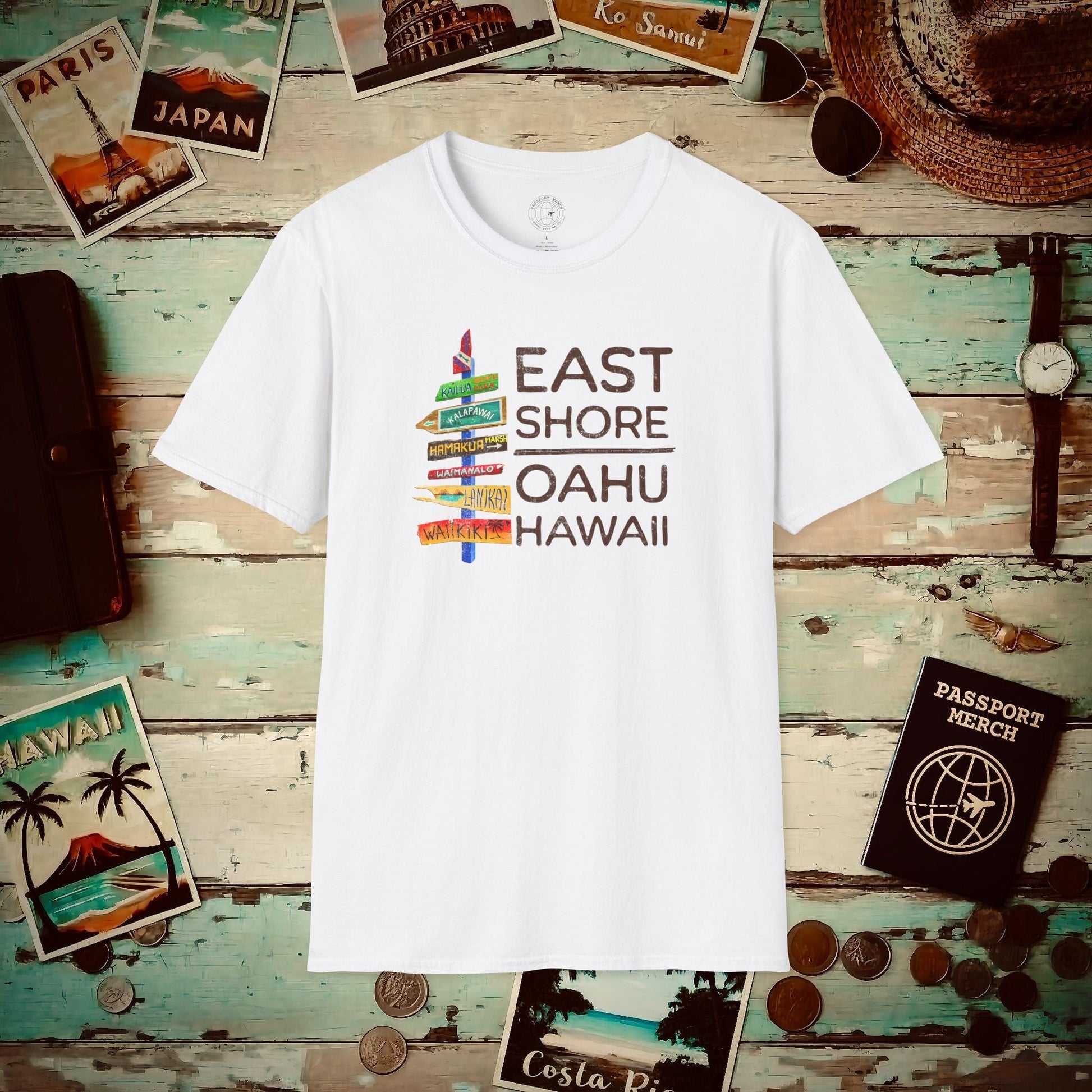 Signs of Wanderlust, East Shore, Oahu, Hawaii T-Shirt White / S