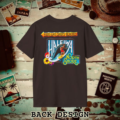 Signs of Wanderlust, Hale'iwa (North) Oahu, Hawaii Back Print T-Shirt Dark Chocolate / S
