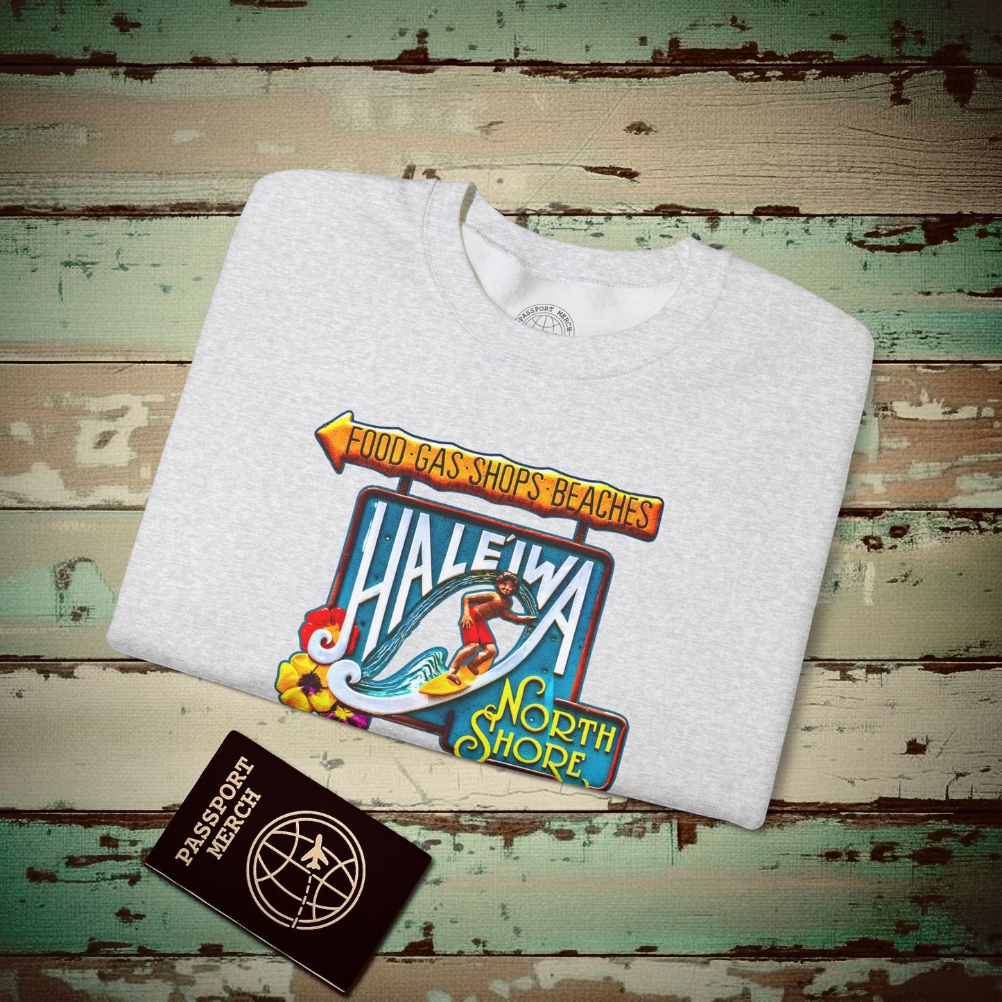 Signs of Wanderlust, Hale'iwa (North) Oahu, Hawaii Crewneck Ash / S