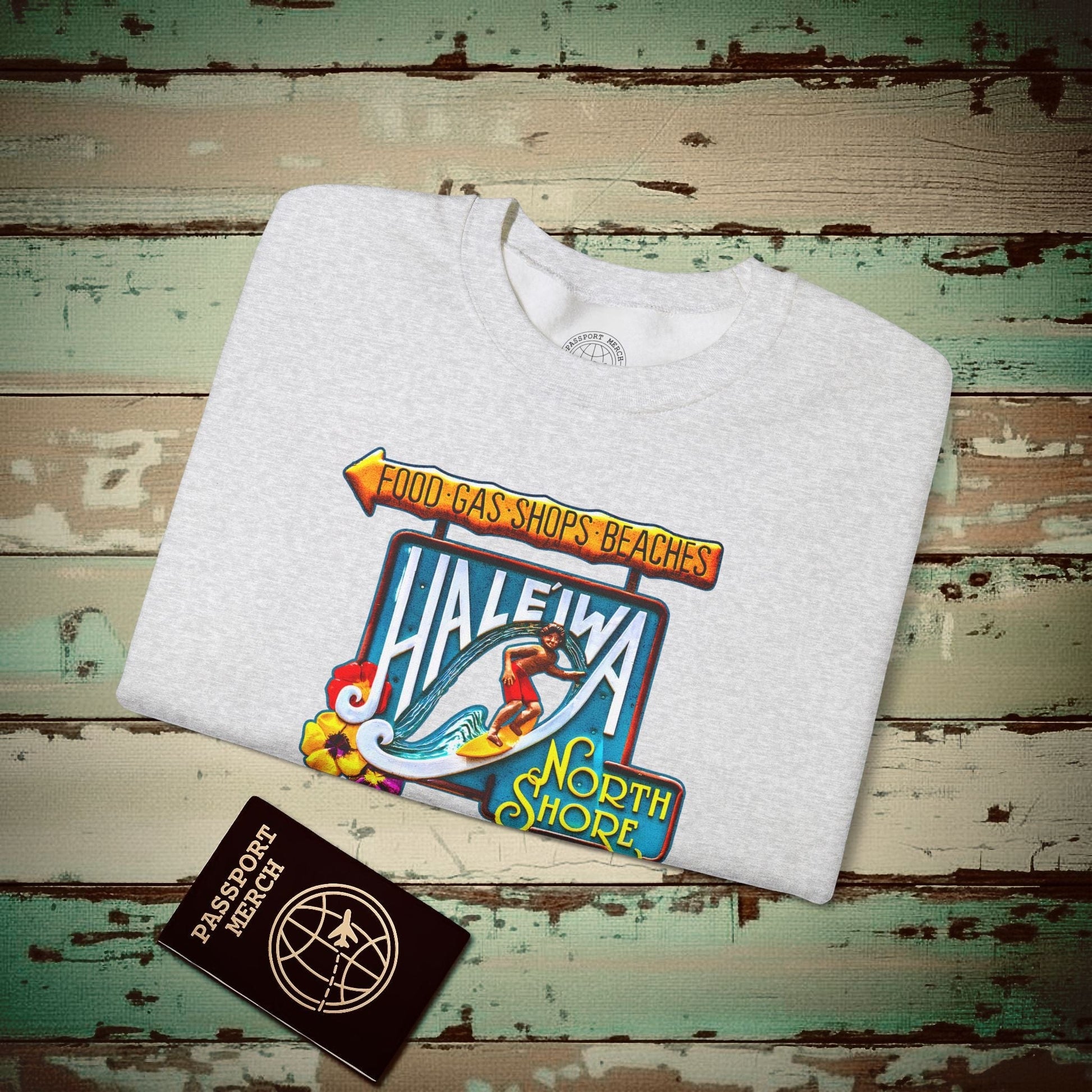 Signs of Wanderlust, Hale'iwa (North) Oahu, Hawaii Crewneck Ash / S