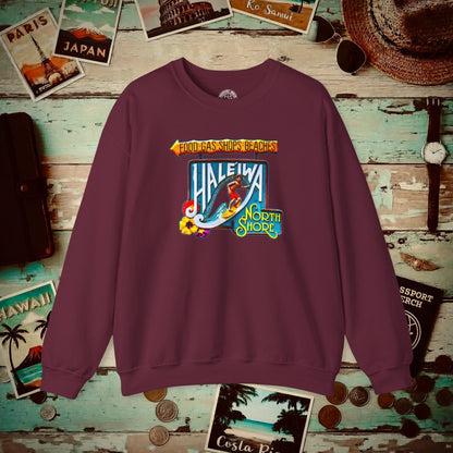 Signs of Wanderlust, Hale'iwa (North) Oahu, Hawaii Crewneck Maroon / S