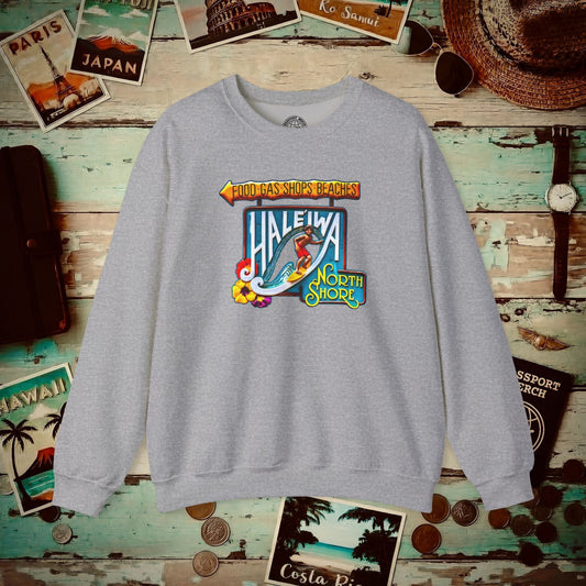 Signs of Wanderlust, Hale'iwa (North) Oahu, Hawaii Crewneck Sport Grey / S