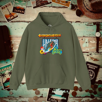 Signs of Wanderlust, Hale'iwa (North) Oahu, Hawaii Hoodie Military Green / S