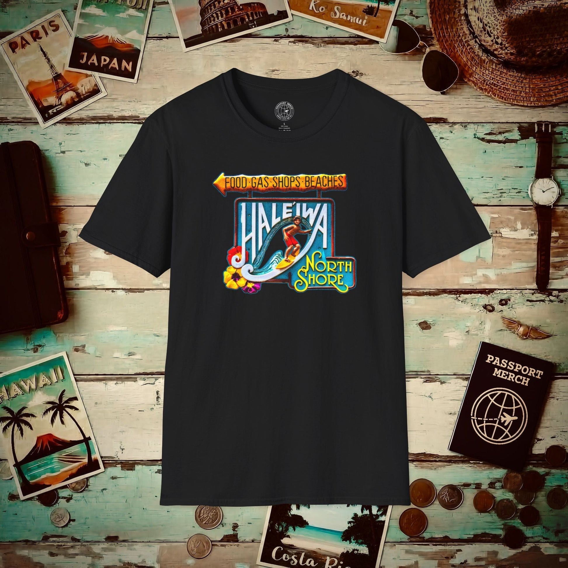 Signs of Wanderlust, Hale'iwa (North) Oahu, Hawaii T-Shirt Black / S