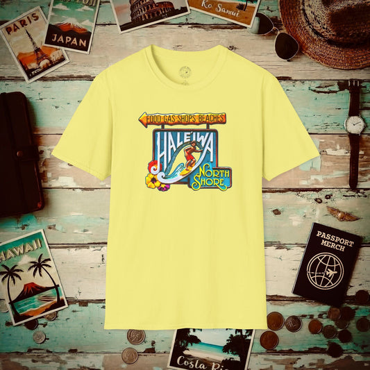 Signs of Wanderlust, Hale'iwa (North) Oahu, Hawaii T-Shirt Cornsilk / S