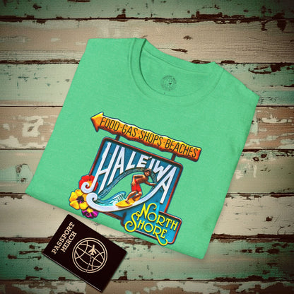 Signs of Wanderlust, Hale'iwa (North) Oahu, Hawaii T-Shirt Heather Irish Green / S
