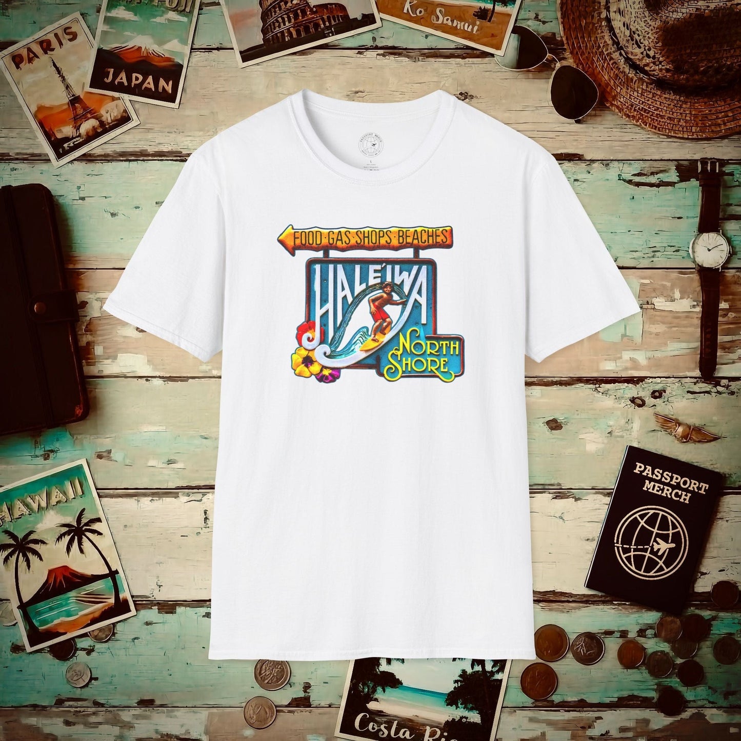 Signs of Wanderlust, Hale'iwa (North) Oahu, Hawaii T-Shirt White / S