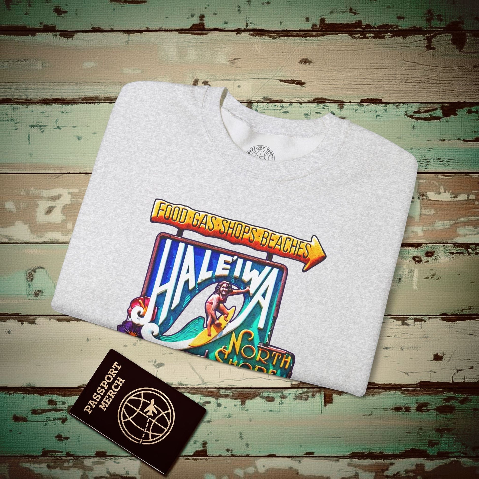 Signs of Wanderlust, Hale'iwa (South) Oahu, Hawaii Crewneck Ash / S