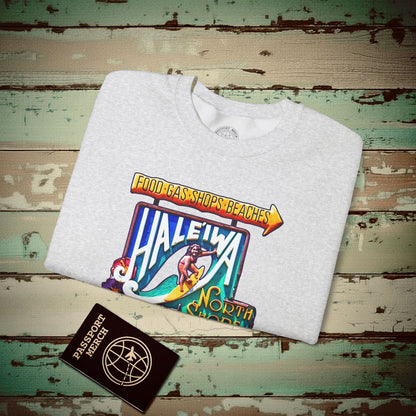 Signs of Wanderlust, Hale'iwa (South) Oahu, Hawaii Crewneck Ash / S