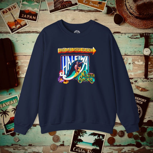 Signs of Wanderlust, Hale'iwa (South) Oahu, Hawaii Crewneck Navy / S