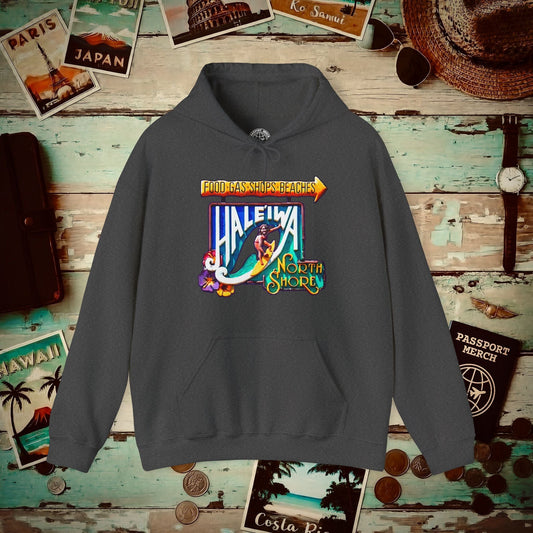 Signs of Wanderlust, Hale'iwa (South) Oahu, Hawaii Hoodie Dark Heather / S