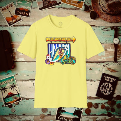 Signs of Wanderlust, Hale'iwa (South) Oahu, Hawaii T-Shirt Cornsilk / S