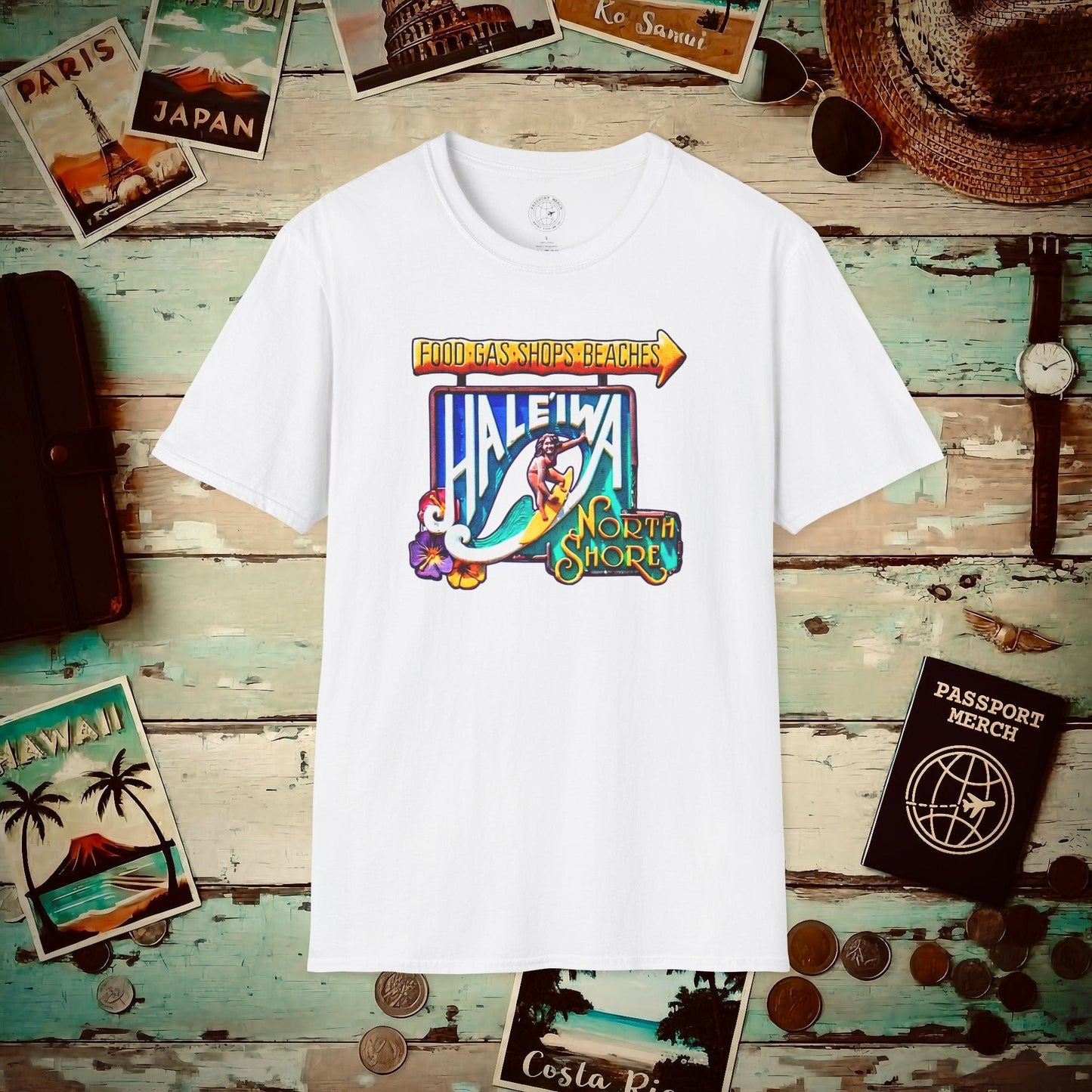 Signs of Wanderlust, Hale'iwa (South) Oahu, Hawaii T-Shirt White / S