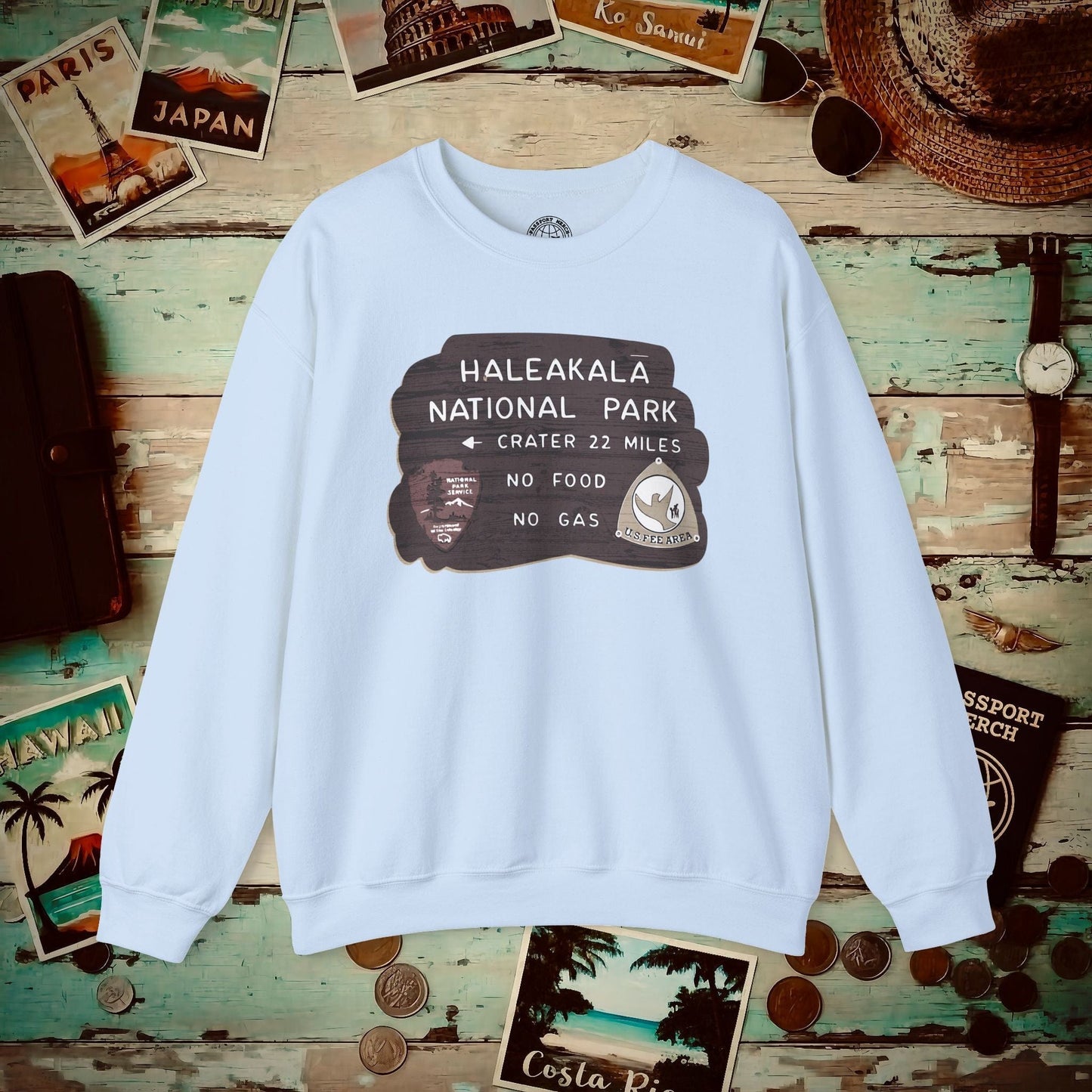 Signs of Wanderlust, Haleakala, Maui, Hawaii Crewneck Light Blue / S
