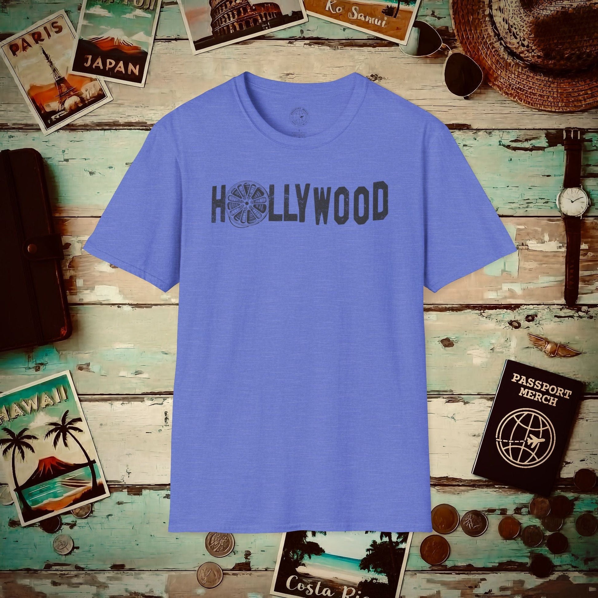 Signs of Wanderlust, Hollywood, California T-Shirt Heather Royal / S