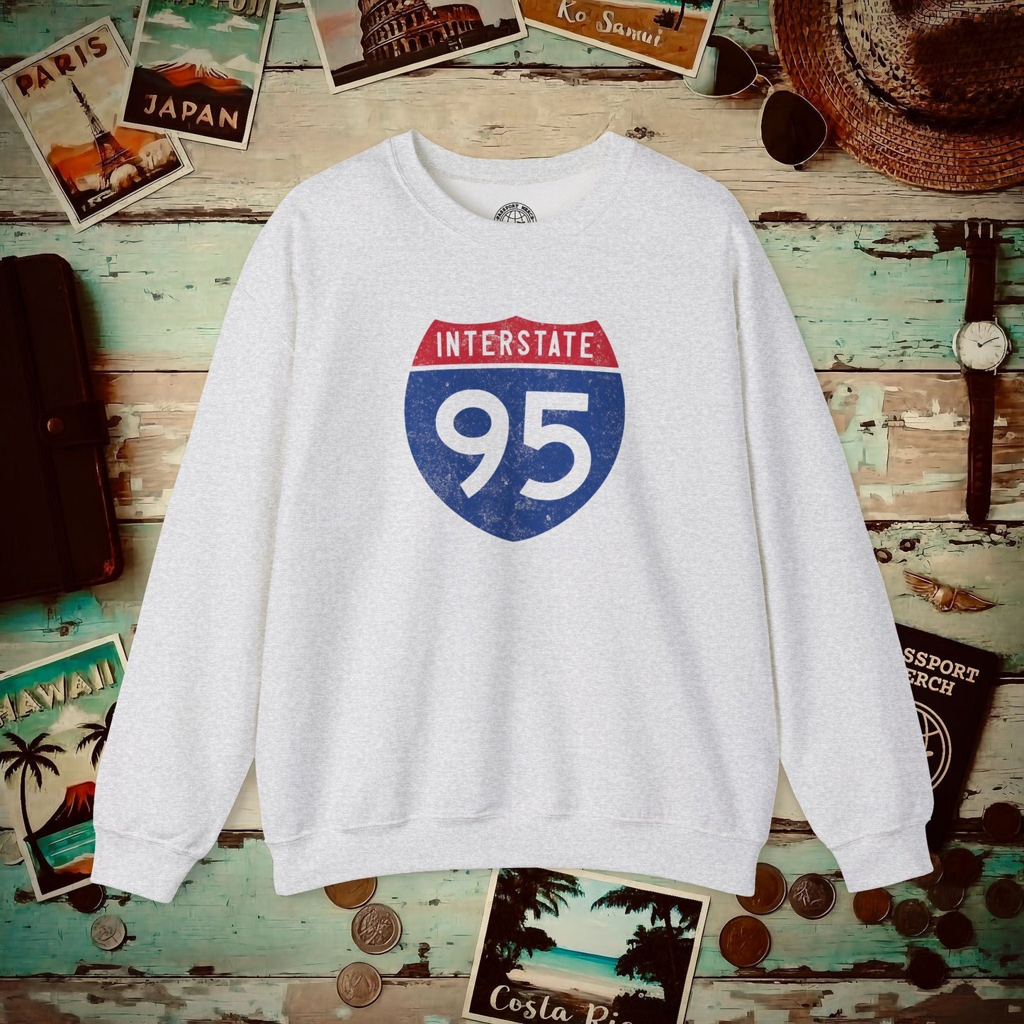 Signs of Wanderlust, Interstate 95, USA Crewneck Ash / S