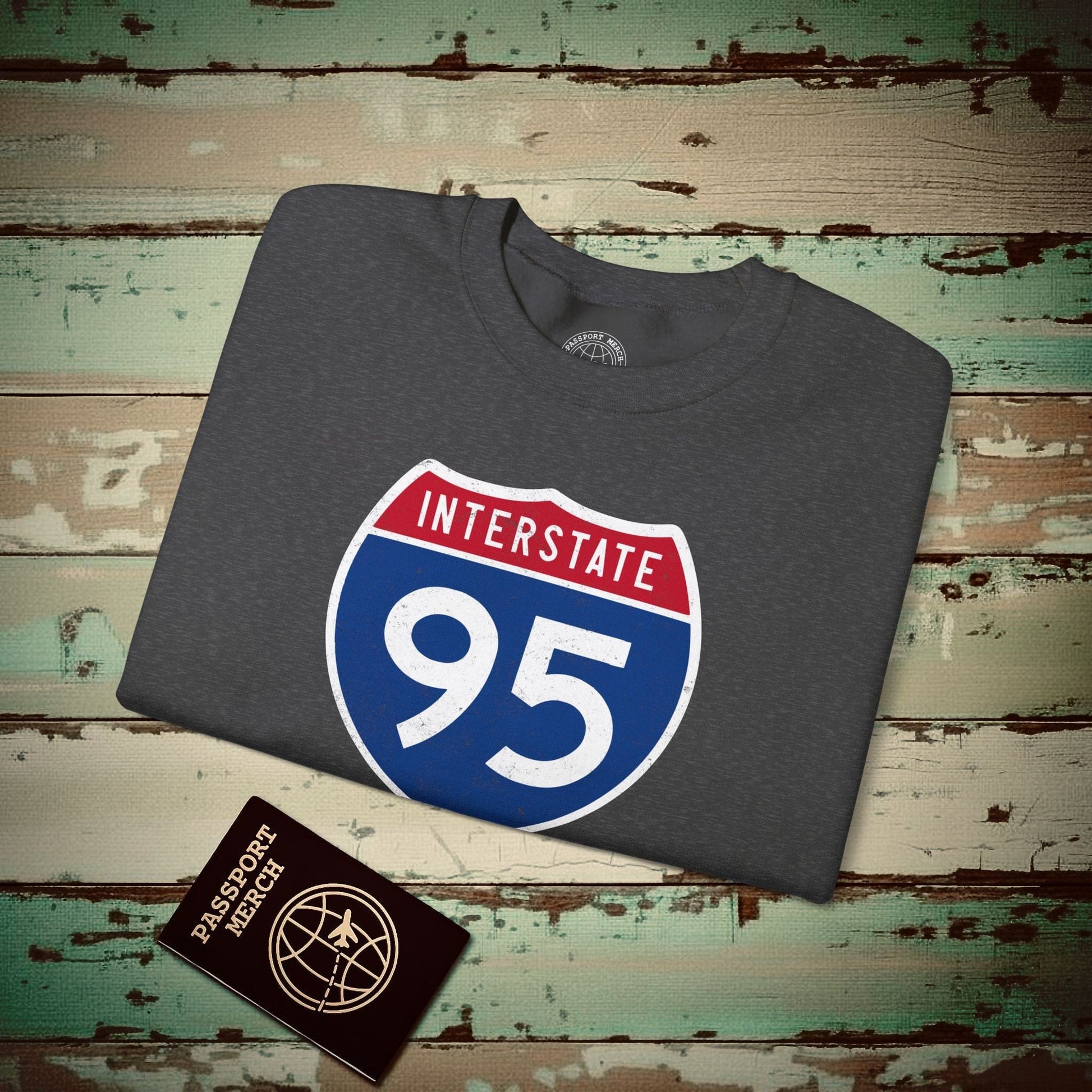 Signs of Wanderlust, Interstate 95, USA Crewneck Dark Heather / S