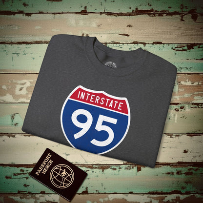 Signs of Wanderlust, Interstate 95, USA Crewneck Dark Heather / S