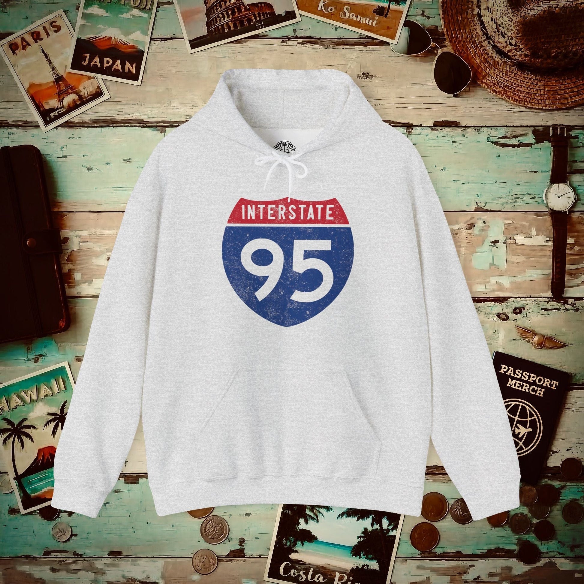 Signs of Wanderlust, Interstate 95, USA Hoodie Ash / S