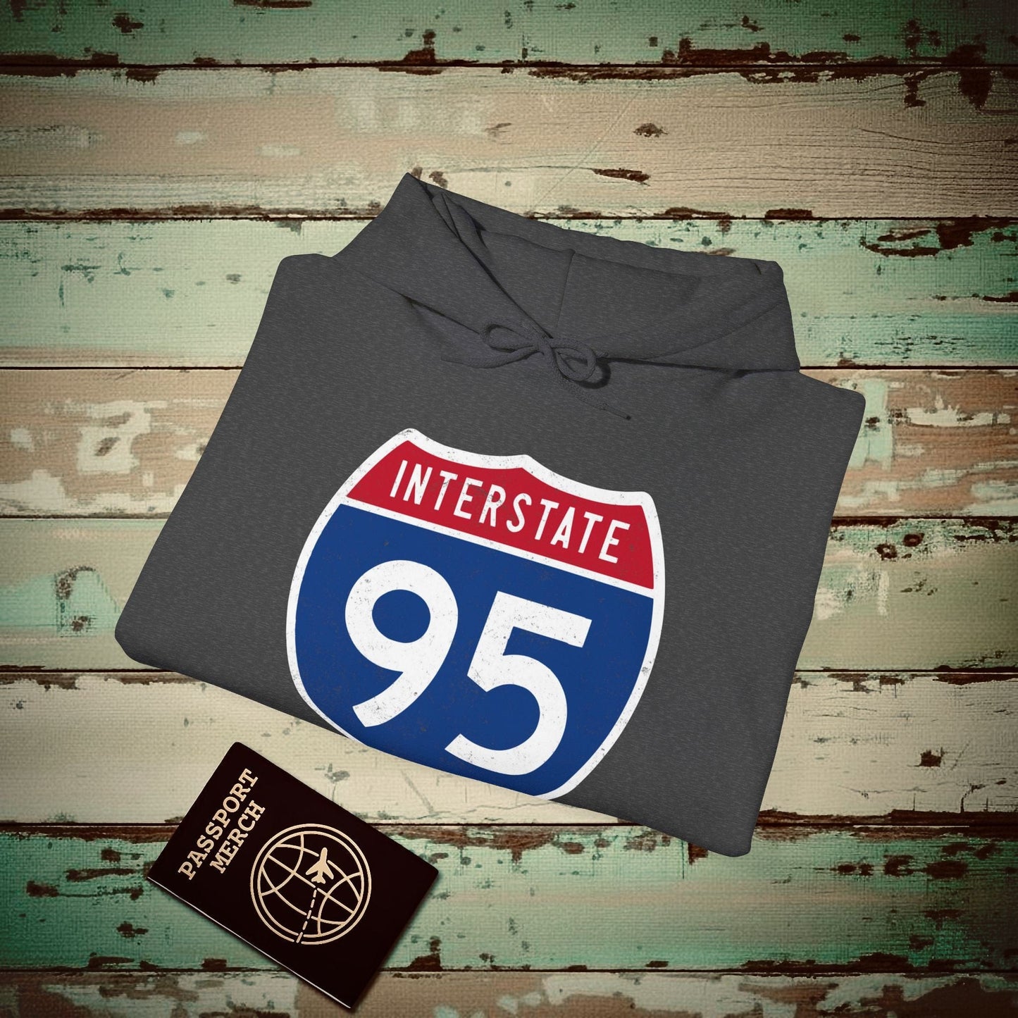 Signs of Wanderlust, Interstate 95, USA Hoodie Dark Heather / S