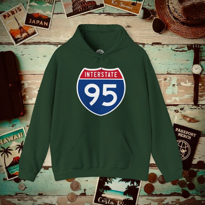 Signs of Wanderlust, Interstate 95, USA Hoodie Forest Green / S