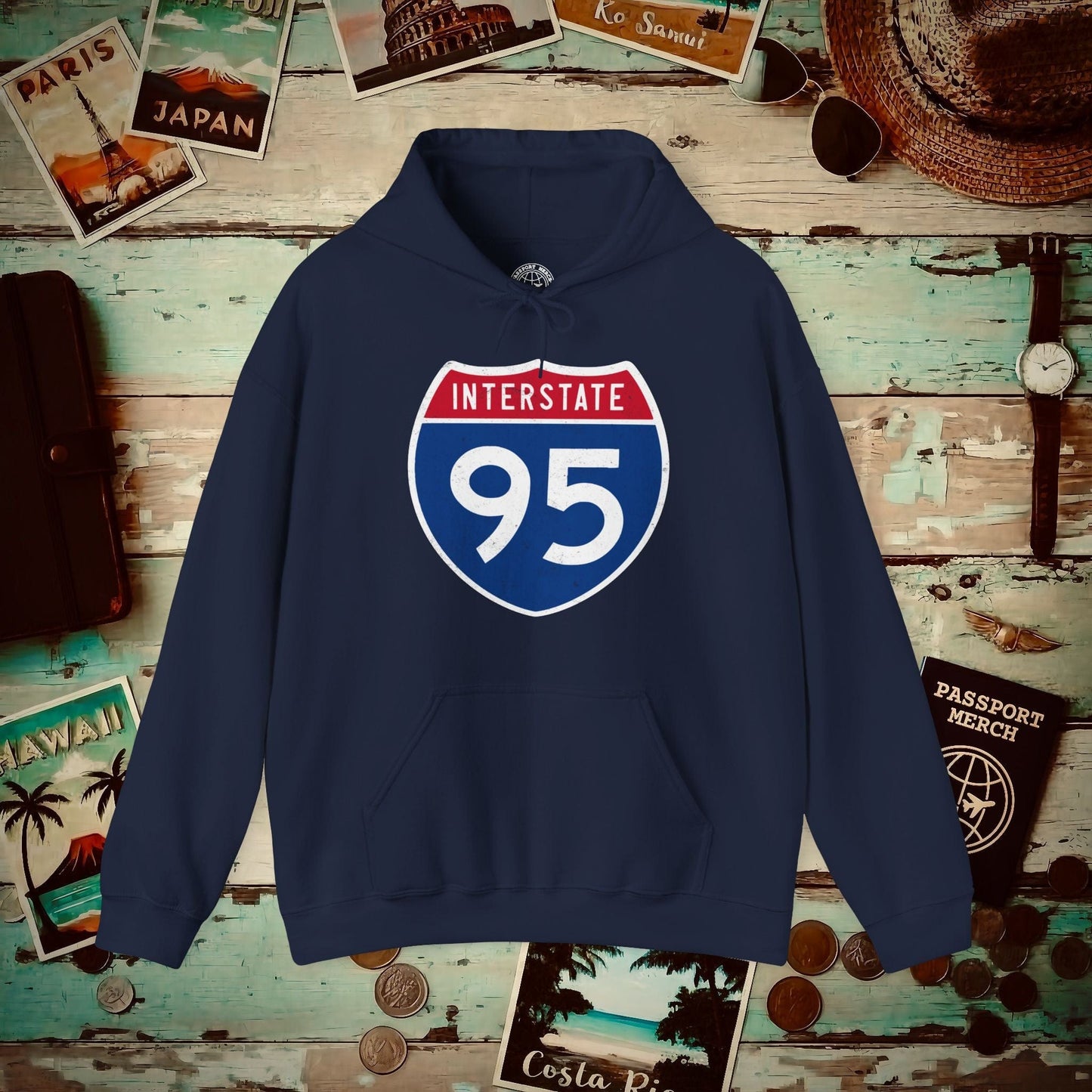 Signs of Wanderlust, Interstate 95, USA Hoodie Navy / S