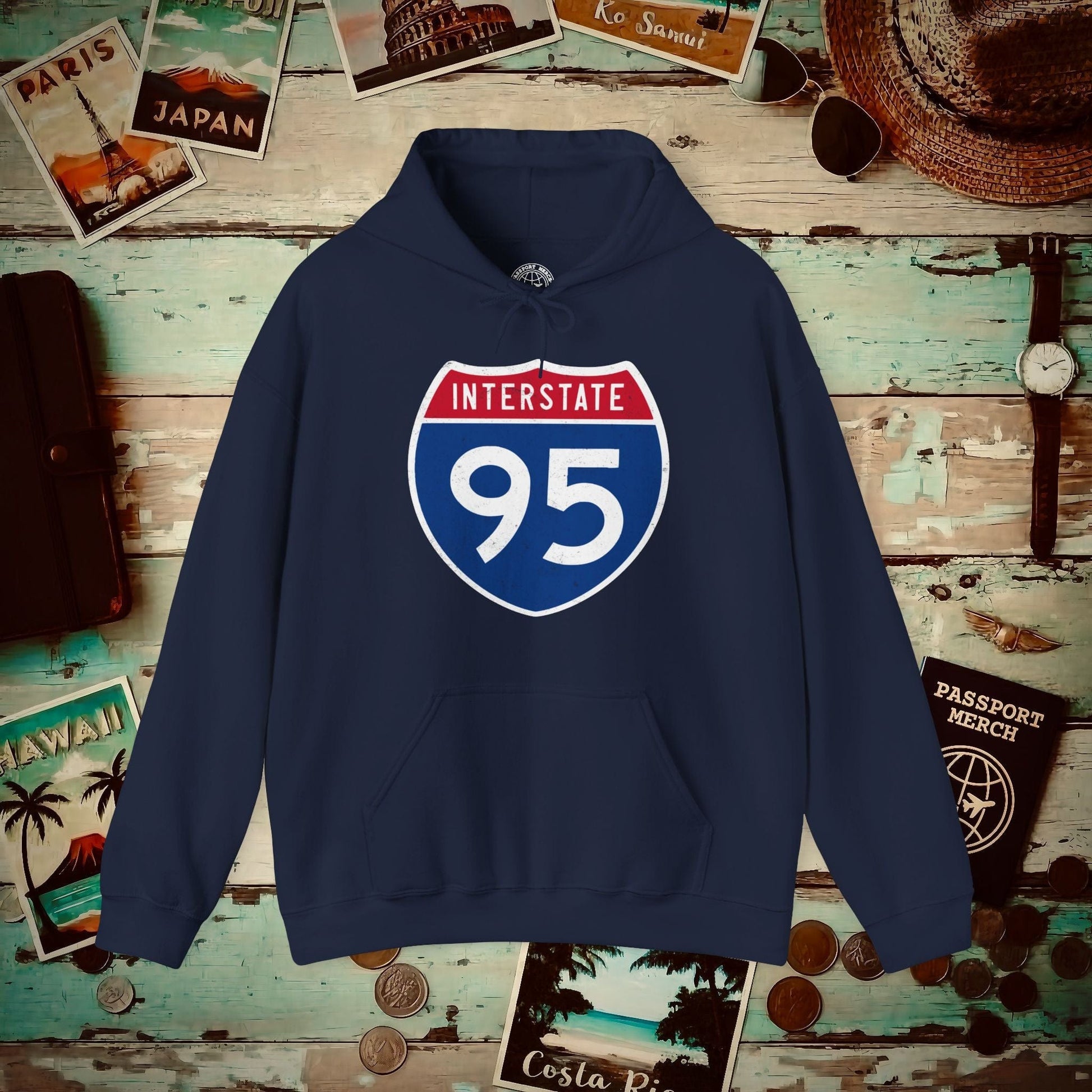 Signs of Wanderlust, Interstate 95, USA Hoodie Navy / S