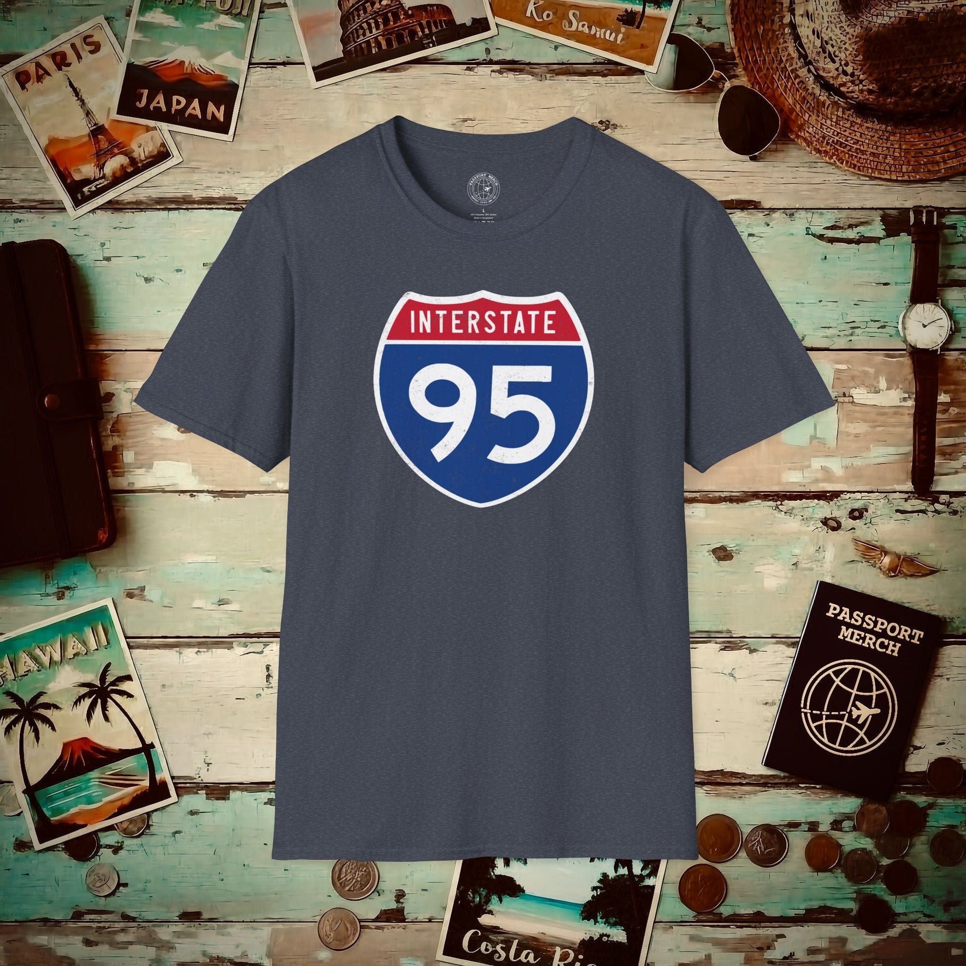Signs of Wanderlust, Interstate 95, USA T-Shirt Heather Navy / S