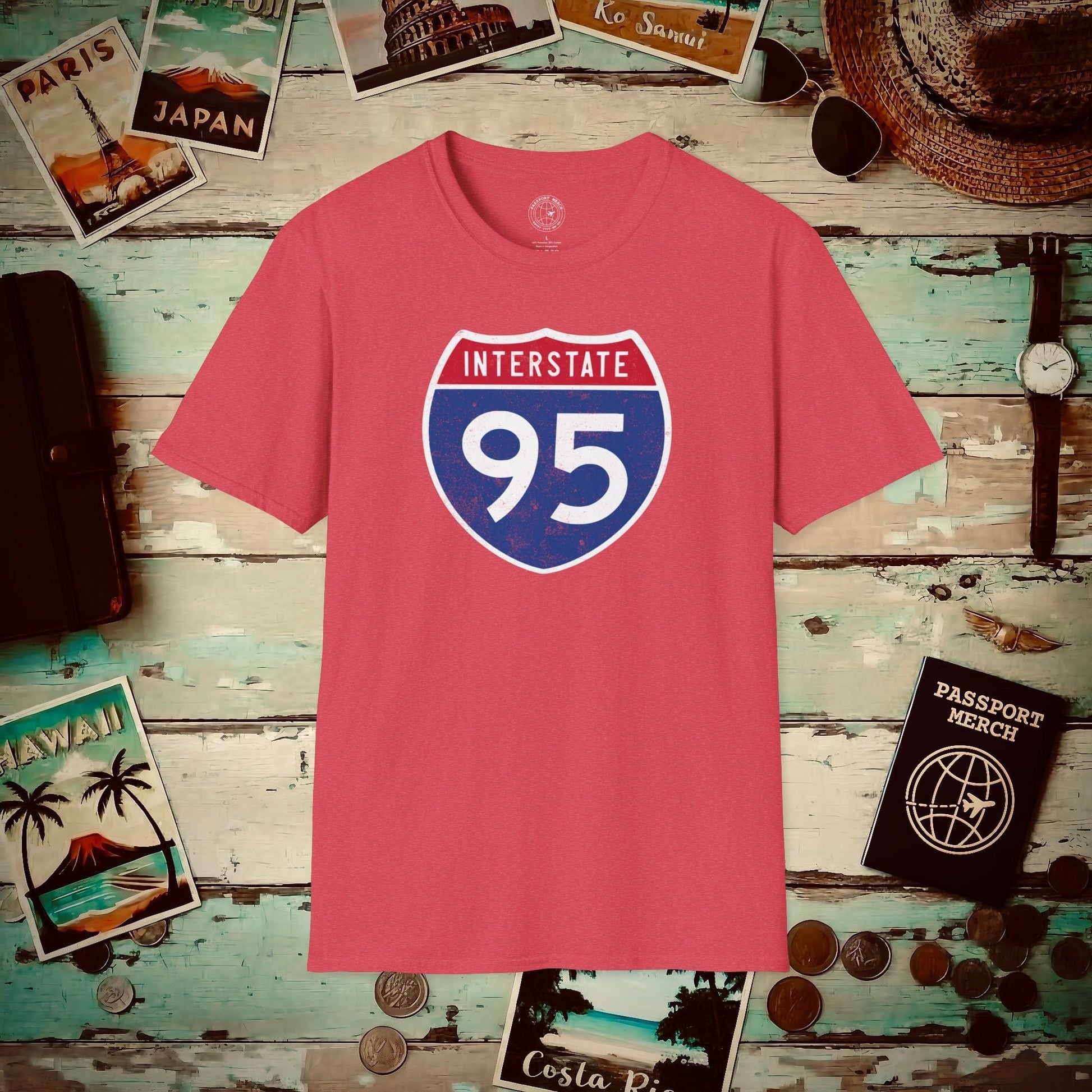 Signs of Wanderlust, Interstate 95, USA T-Shirt Heather Red / S