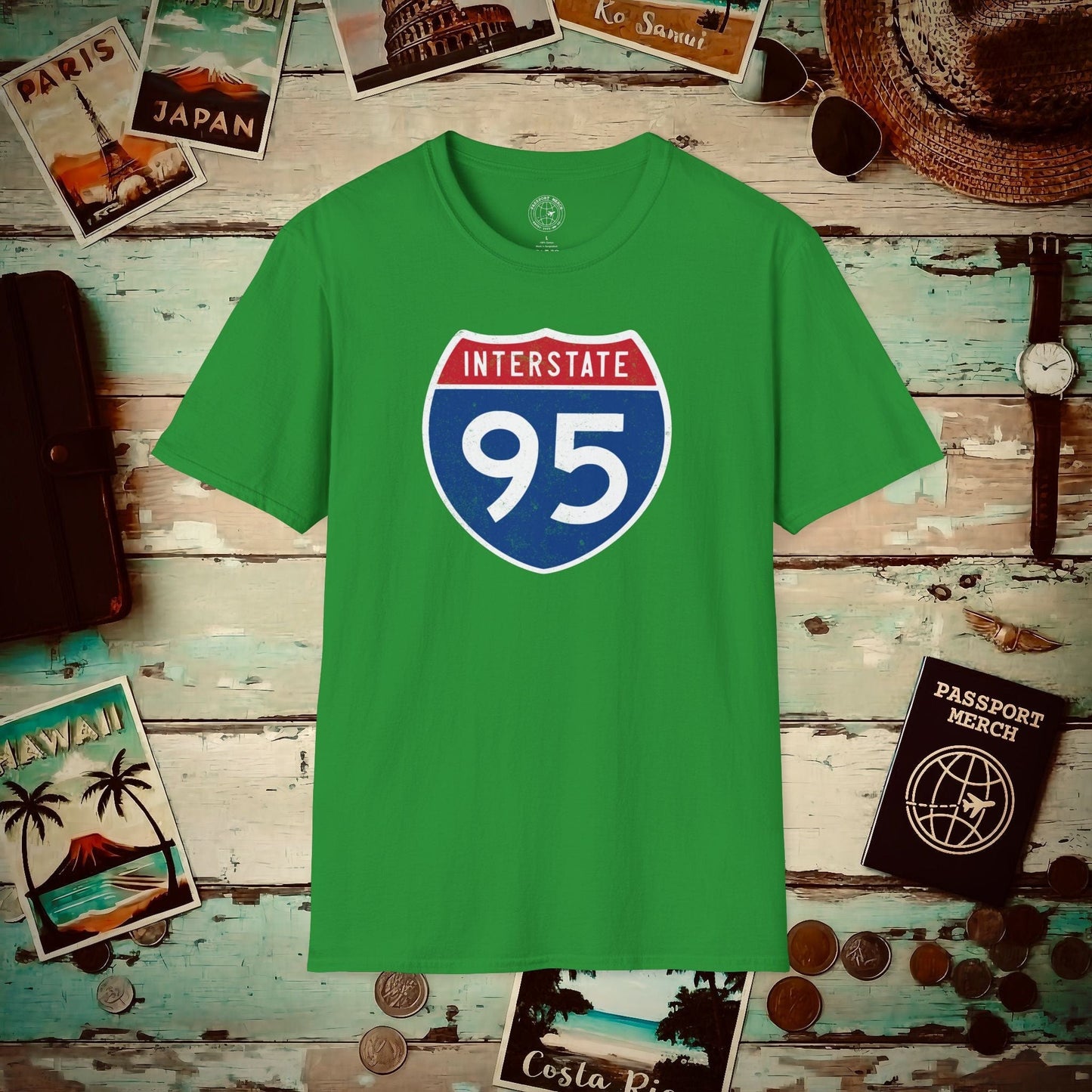 Signs of Wanderlust, Interstate 95, USA T-Shirt Irish Green / S