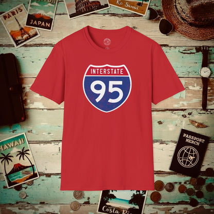 Signs of Wanderlust, Interstate 95, USA T-Shirt Red / S