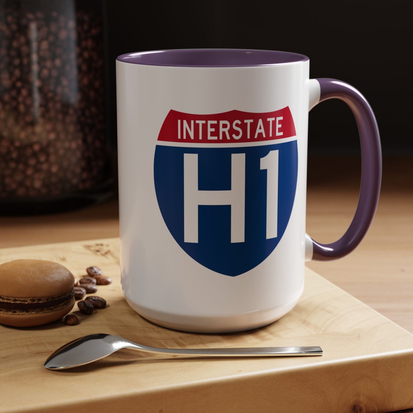 Signs of Wanderlust, Interstate H1, Hawaii 15oz Mug Purple / 15oz