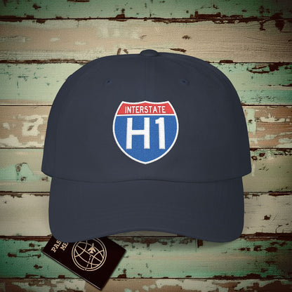 Signs of Wanderlust, Interstate H1, Hawaii Embroidered Hat Navy / One size