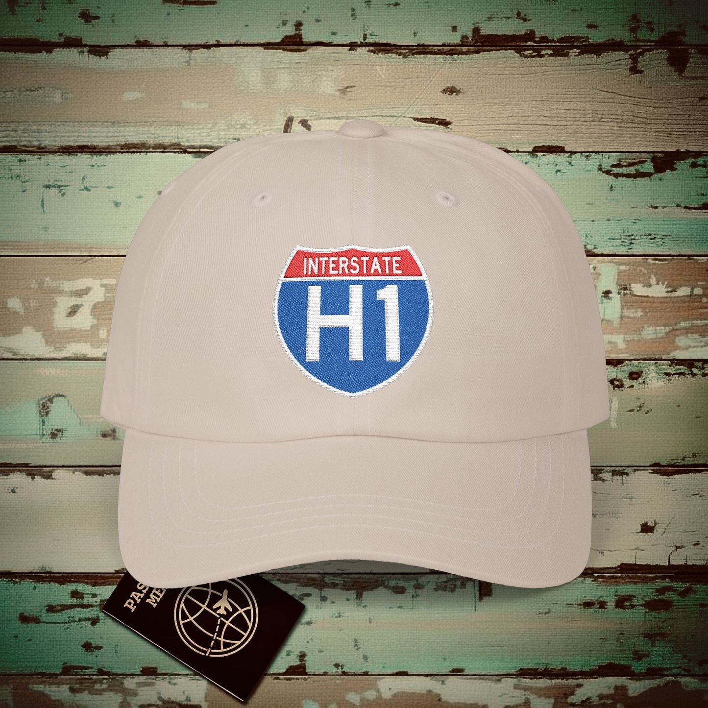Signs of Wanderlust, Interstate H1, Hawaii Embroidered Hat Stone / One size