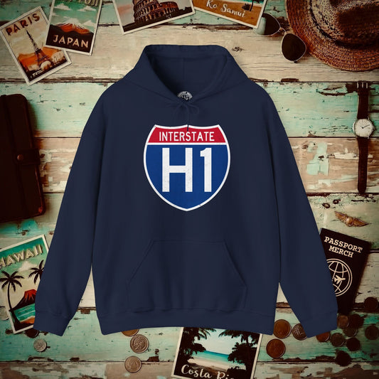 Signs of Wanderlust, Interstate H1, Hawaii Hoodie Navy / S