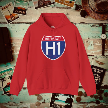 Signs of Wanderlust, Interstate H1, Hawaii Hoodie Red / S